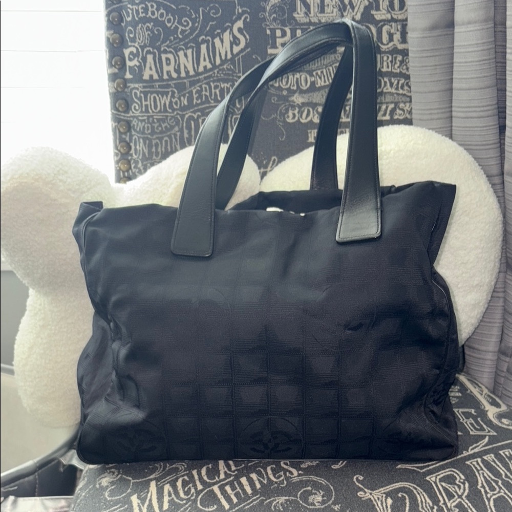 Chanel Travel Line Black Canvas Tote
